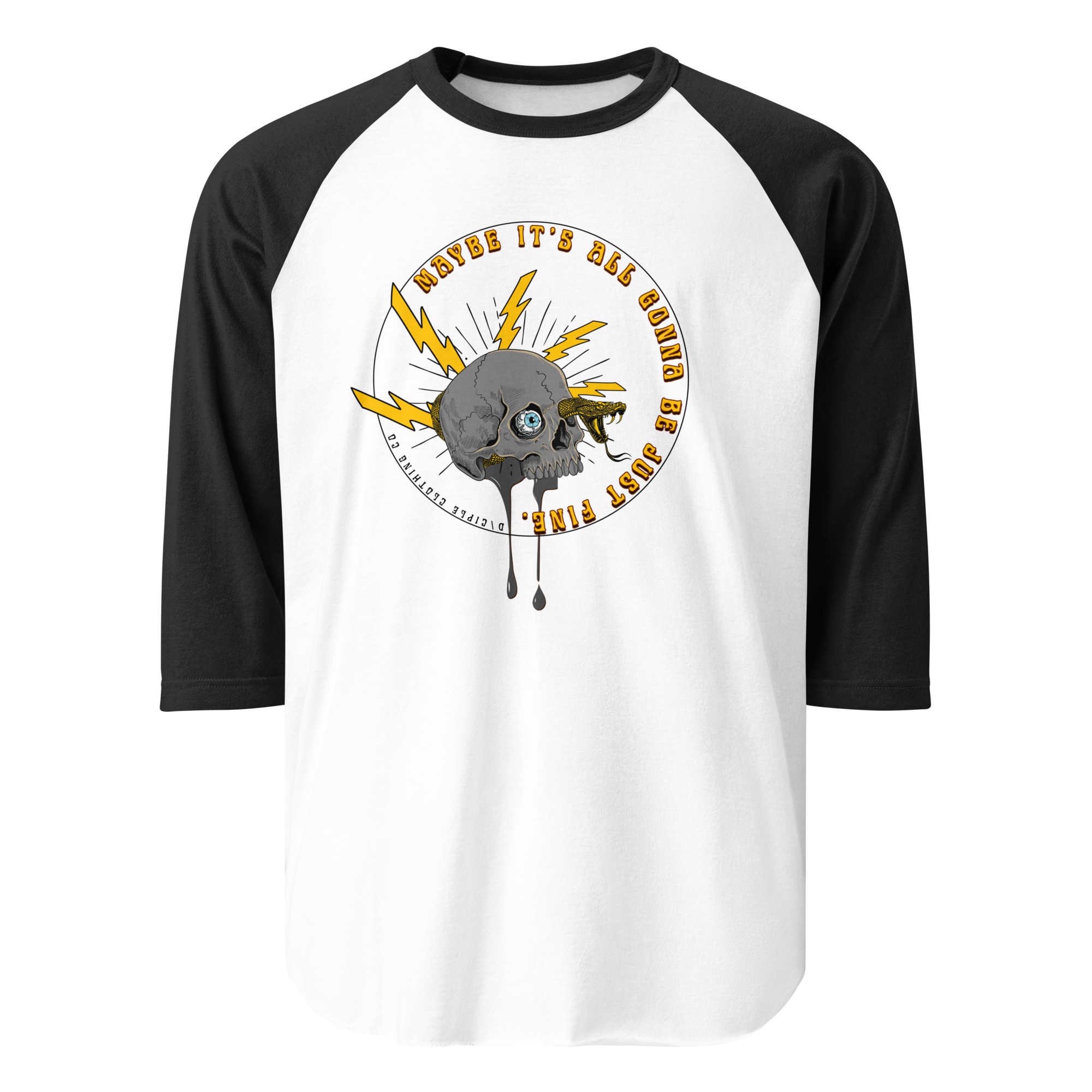 Maybe It's All Gonna Be Just Fine Light Weight 3/4 T-Shirt | Vintage Lightning Snake Graphic | D\CIPLE Clothing Co