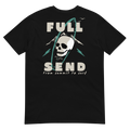 Full Send graphic T-Shirt with vintage surfboard, skull, and mountain design