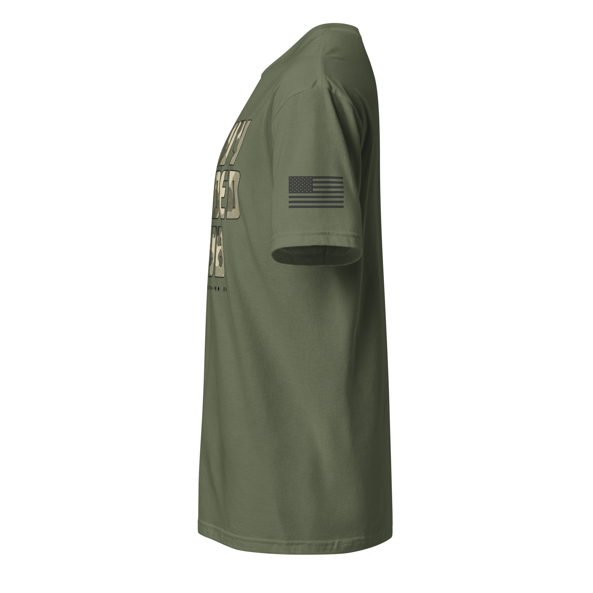American flag on left sleeve