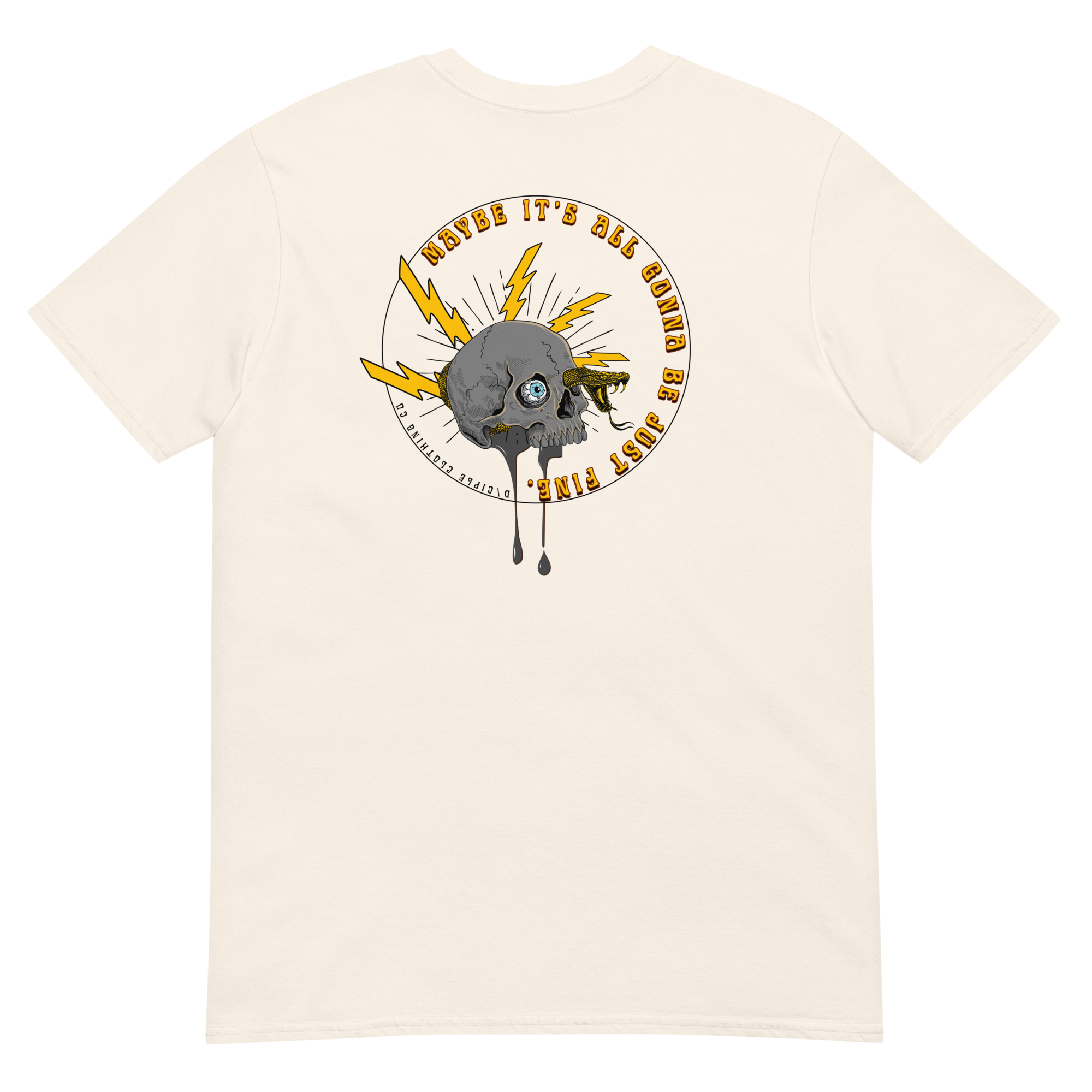 Vintage skull lightning graphic t-shirt with snake and melting skull design by D\CIPLE Clothing Co