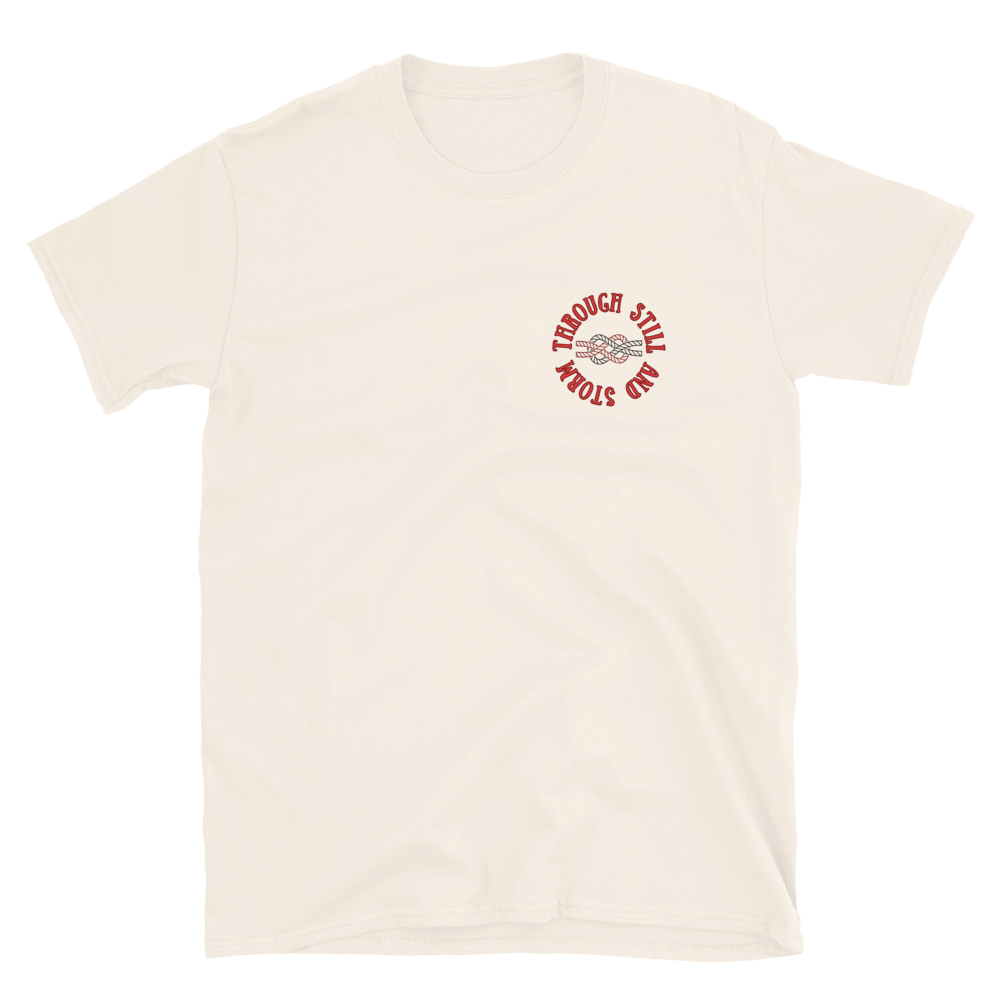 Nautical ship battling storm waves and sea creature graphic with Until The Ship Sinks text by D\CIPLE Clothing Co