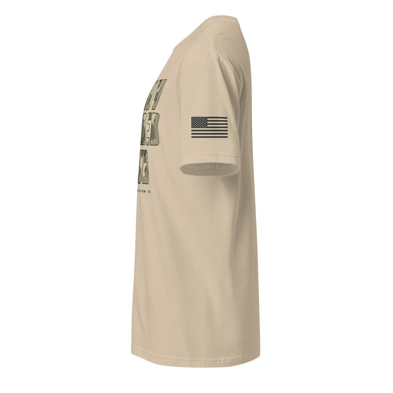 American flag on left sleeve
