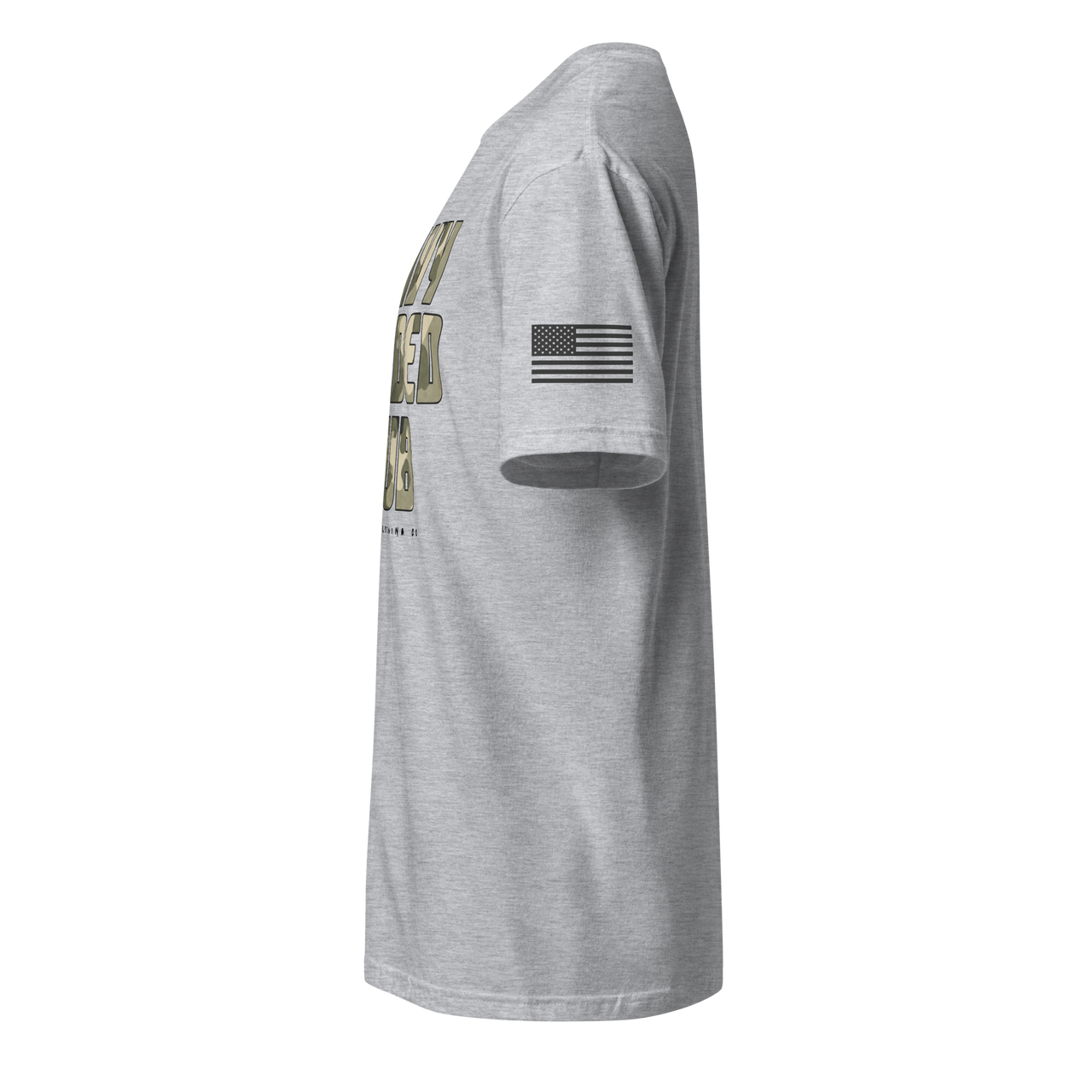 American flag on left sleeve