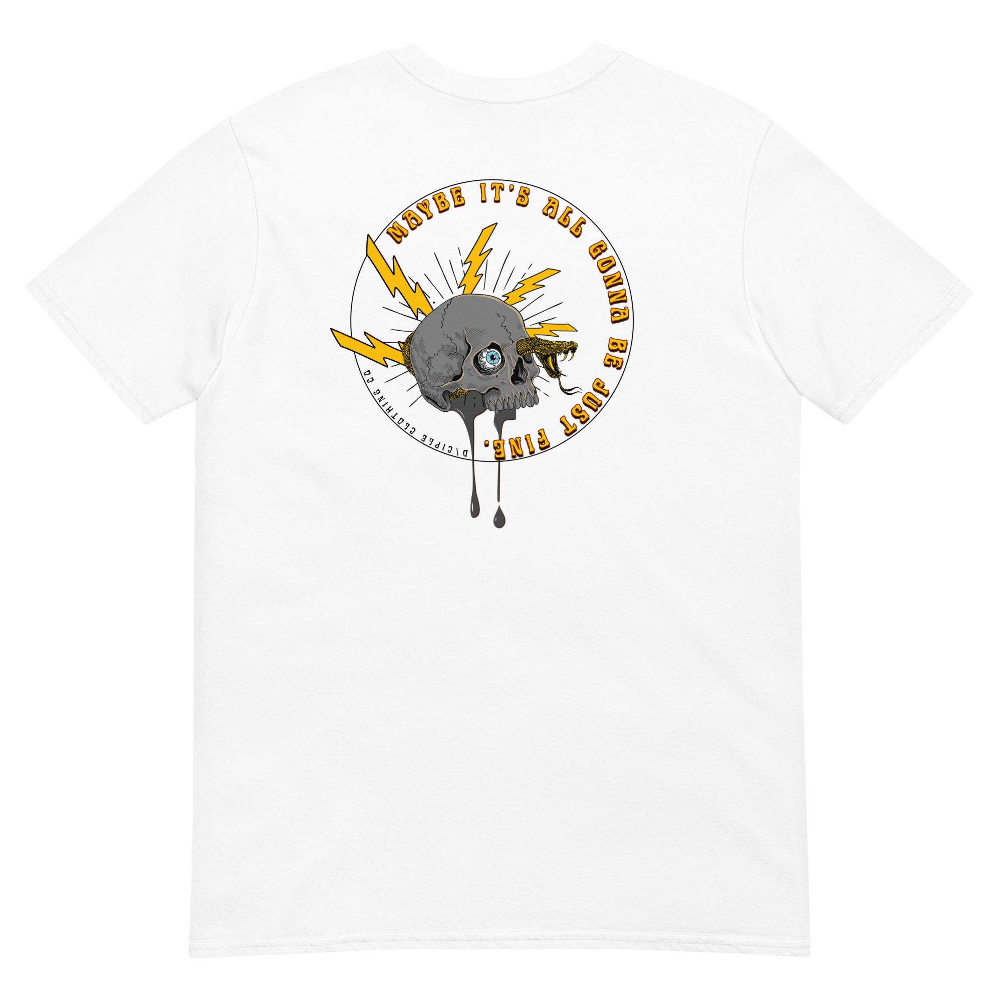 Vintage skull lightning graphic t-shirt with snake and melting skull design by D\CIPLE Clothing Co