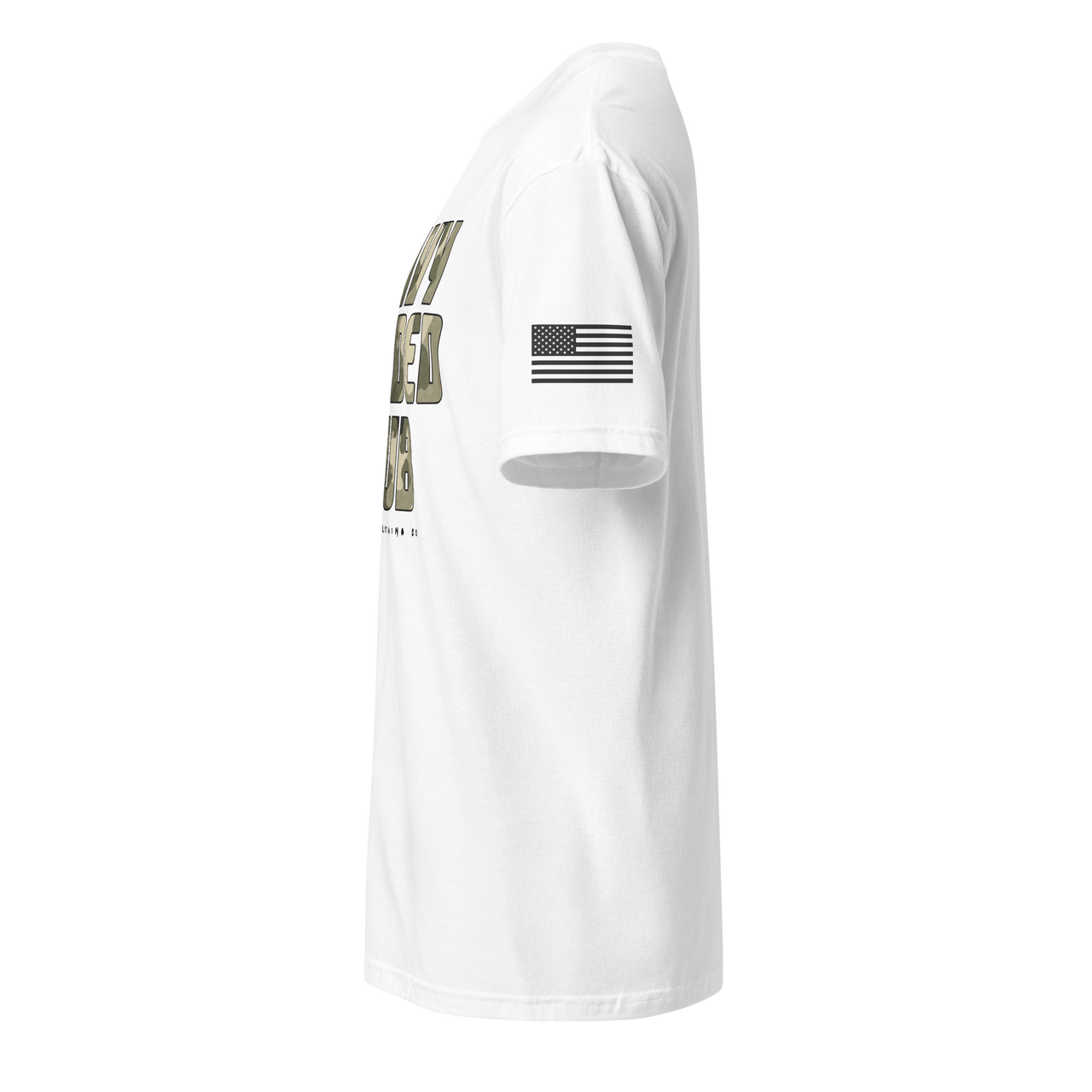 American flag on left sleeve