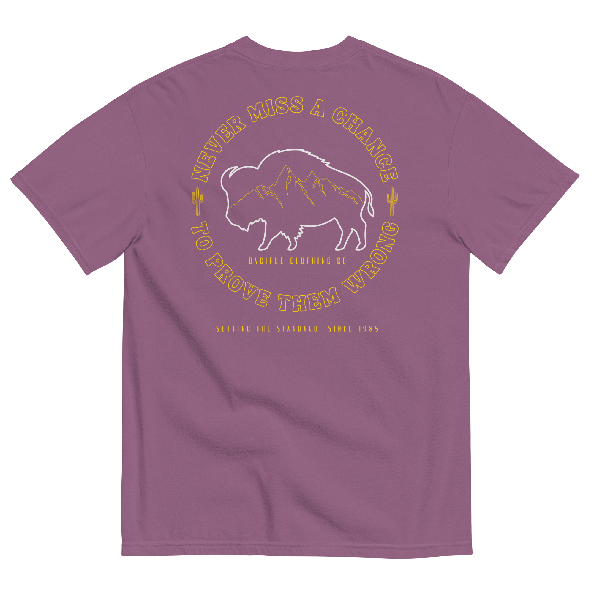 Never miss a chance to prove them wrong buffalo mountain t-shirt back print purple shirt by Dciple Clothing Co