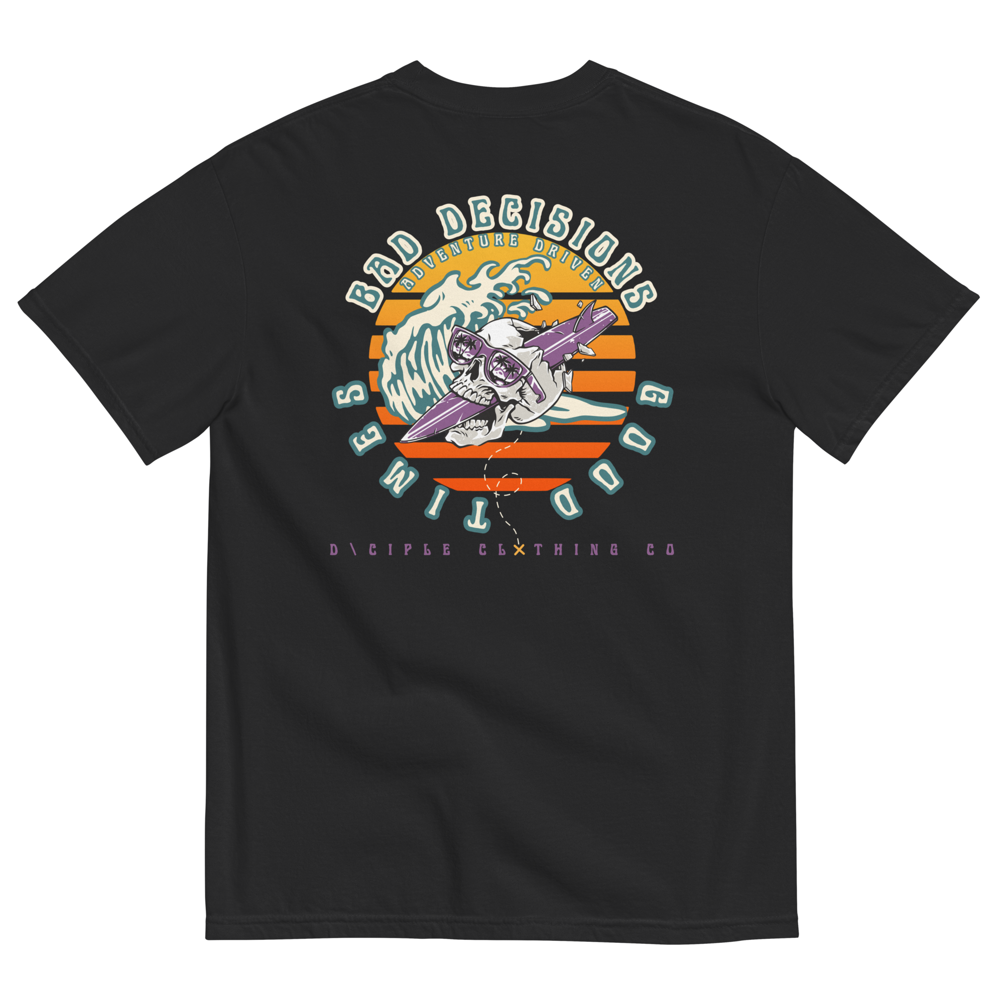 Skull and surfboard bad decisions good times  print