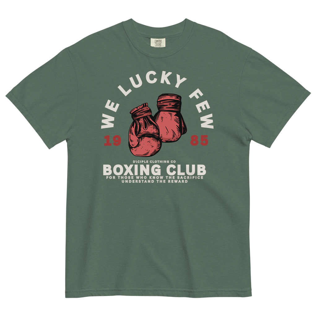 We Lucky Few Boxing Club T-Shirt grey heather Dciple Clothing Co front and back graphic boxing gloves vintage style