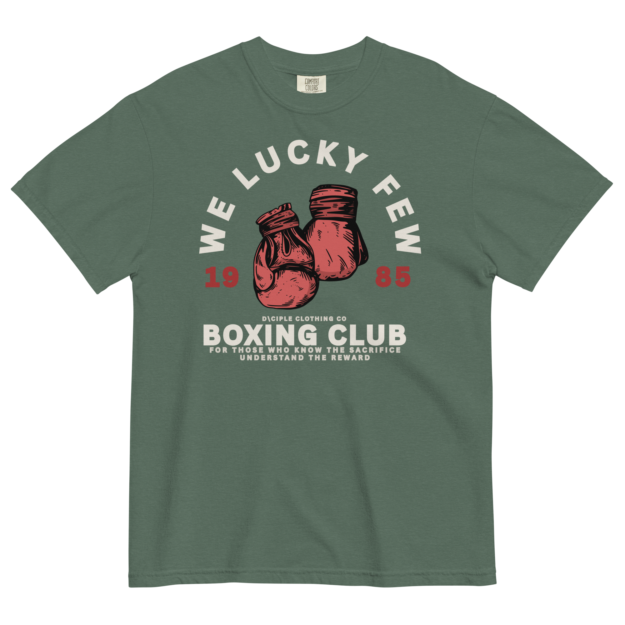 We Lucky Few Boxing Club T-Shirt grey heather Dciple Clothing Co front and back graphic boxing gloves vintage style