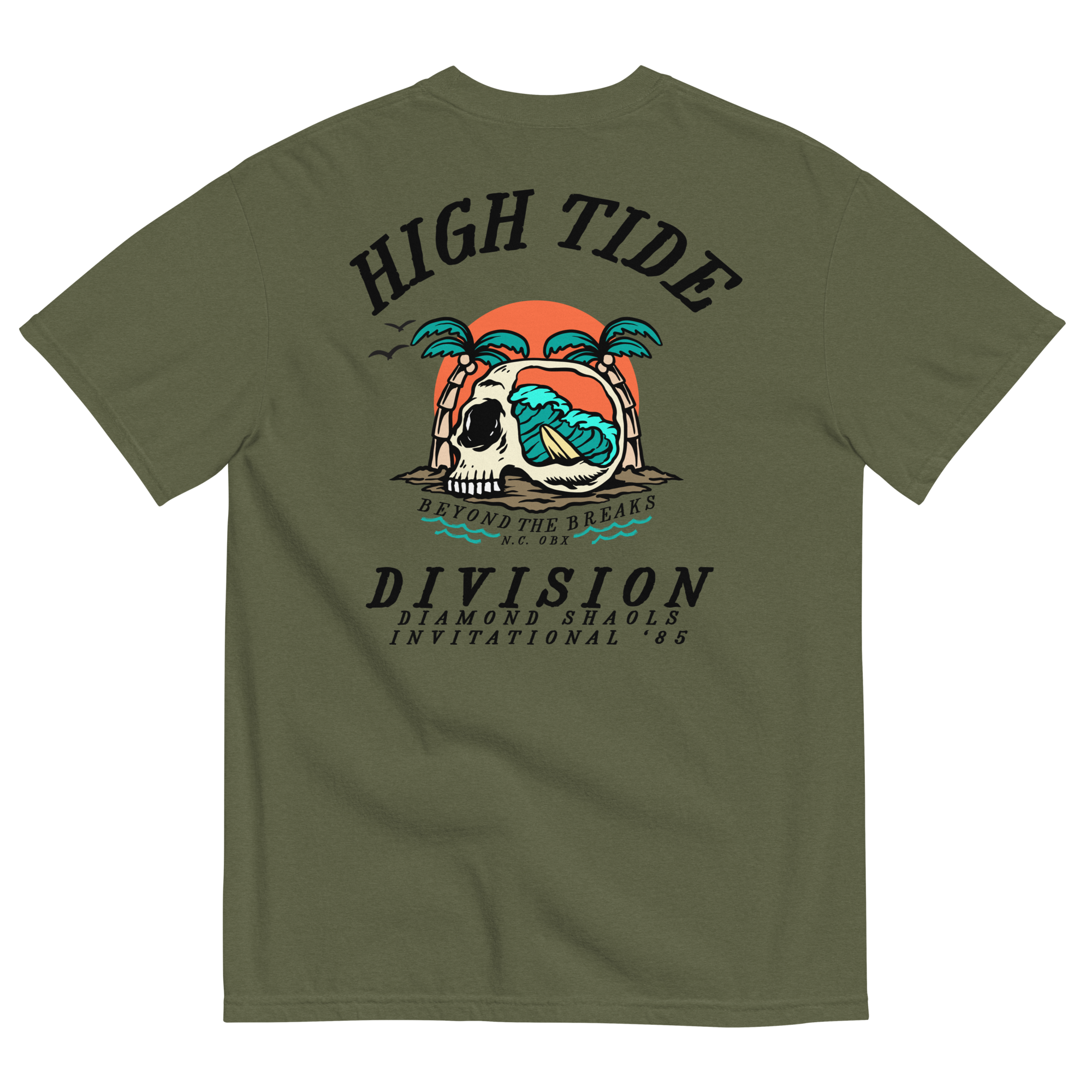 High Tide Division Beyond the Breaks Comfort Colors T-Shirt with vintage surf graphic