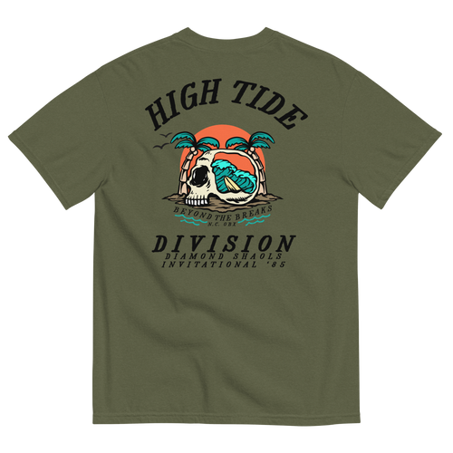 High Tide Division Beyond the Breaks Comfort Colors T-Shirt with vintage surf graphic