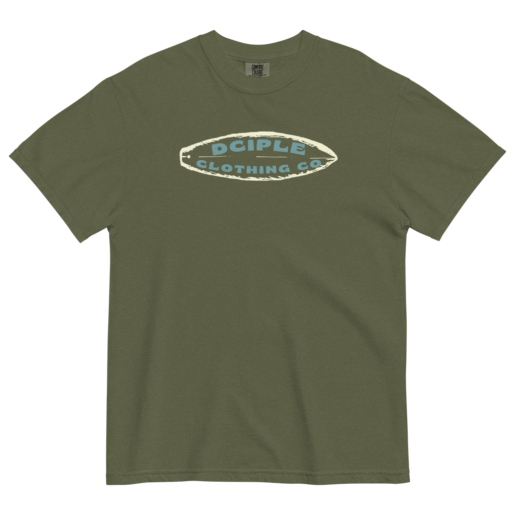 High Tide Division Beyond the Breaks Comfort Colors T-Shirt in green with vintage surf graphic