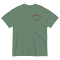 Back graphic of High Tide Division Make It A Destination T-Shirt featuring a skeleton relaxing beneath a palm tree beside an ocean wave.

Front chest logo of High Tide Division Make It A Destination T-Shirt featuring the Dciple C.C. fish emblem.