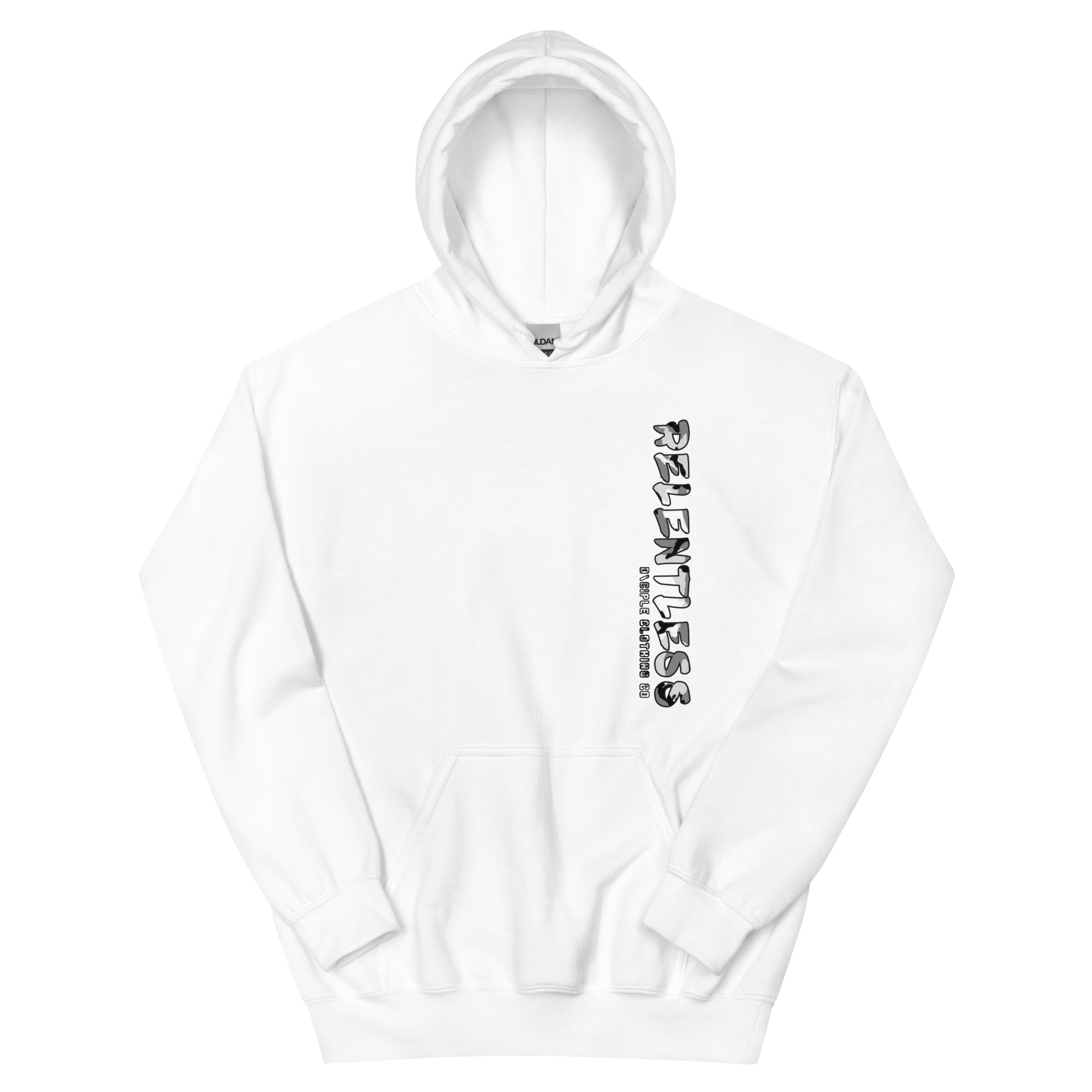 Relentless Hoodie | White Camo Graphic Pullover | Dciple Clothing Co