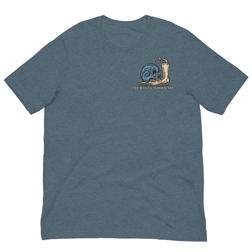 Speed Kills T-Shirt featuring blue skull snail artwork on the back by Dciple Clothing Co.