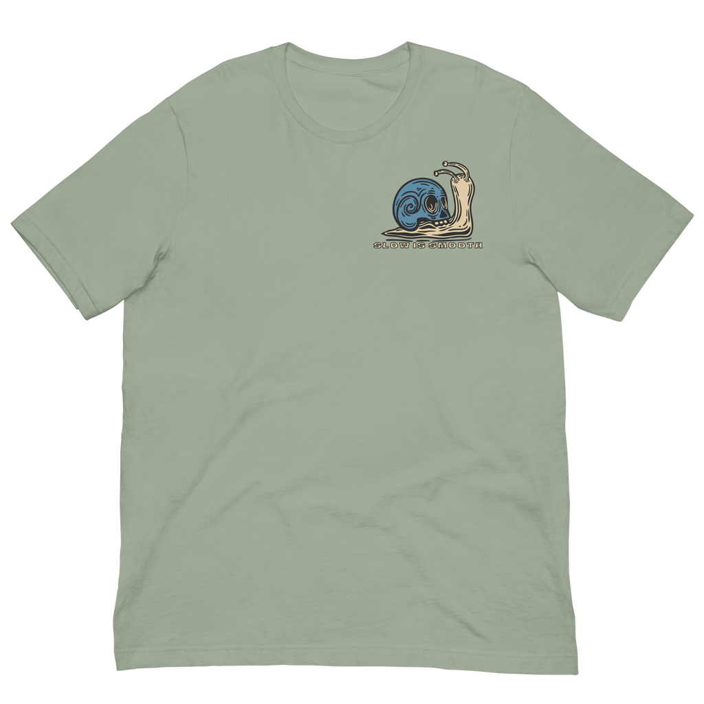 Speed Kills T-Shirt featuring blue skull snail artwork on the back by Dciple Clothing Co.