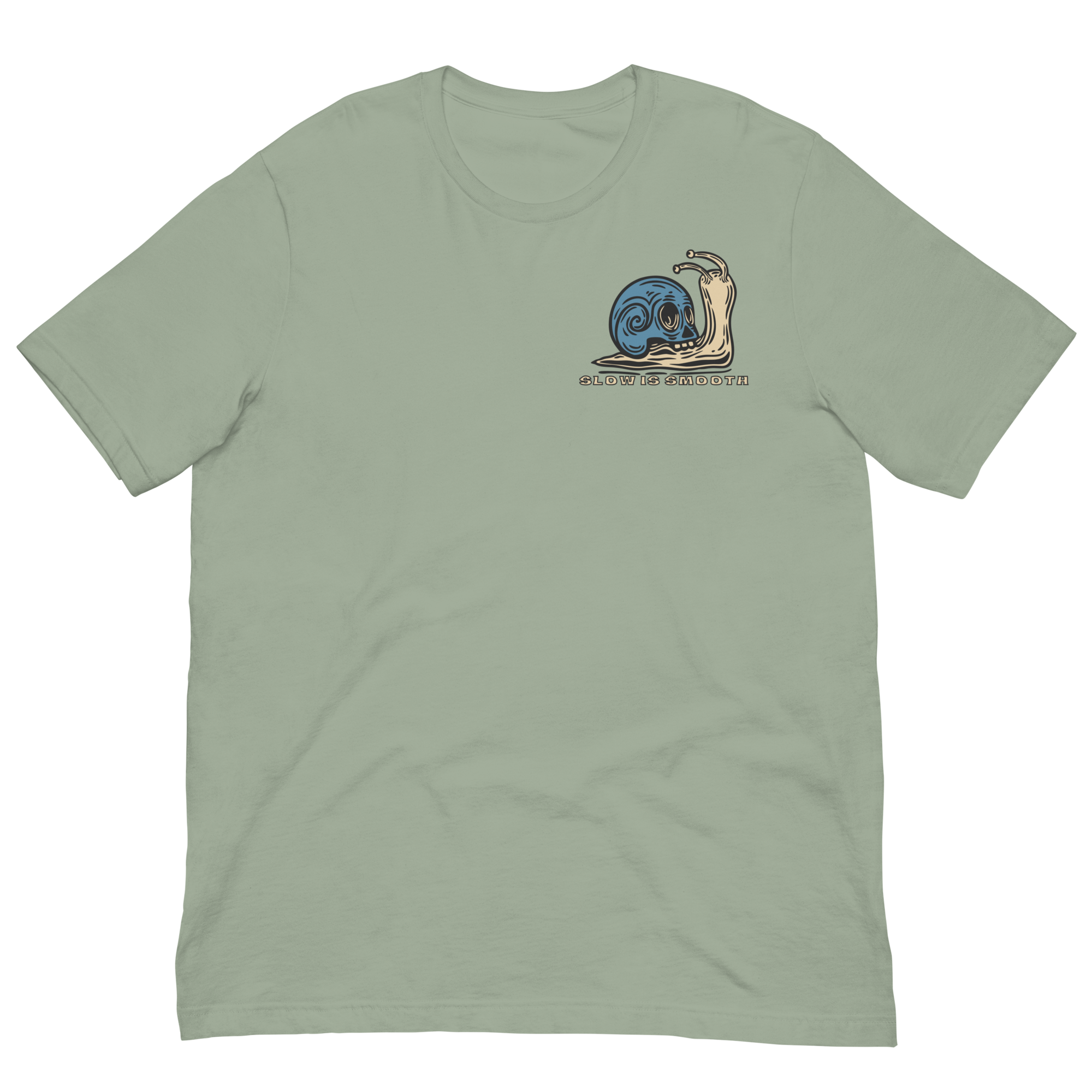 Speed Kills T-Shirt featuring blue skull snail artwork on the back by Dciple Clothing Co.